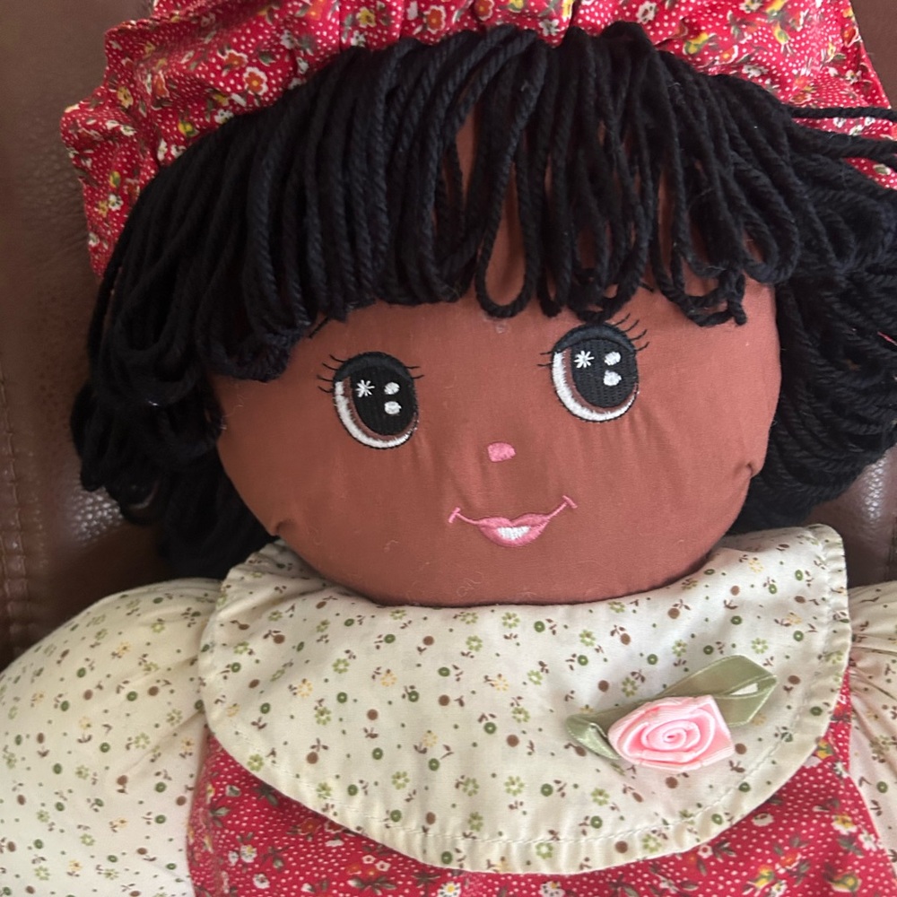 Floral Red and Brown Rag Doll yarn hair - Picture 1 of 4
